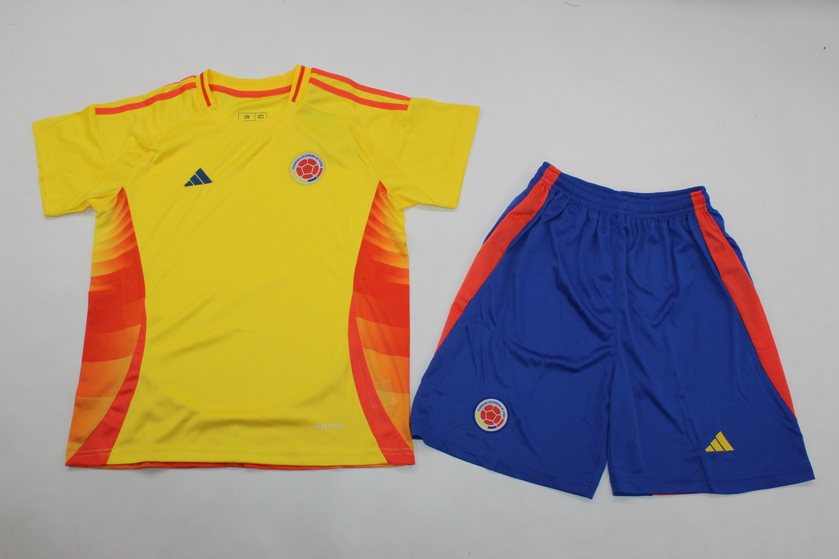 Kids-Colombia 2024 Home Soccer Jersey